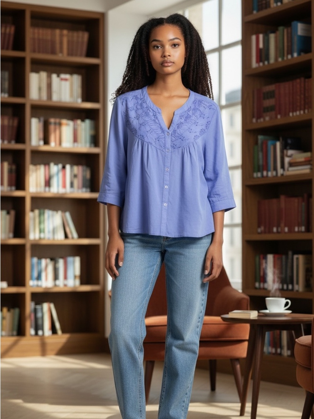 Blair Women's Lavender Button-Up Blouse